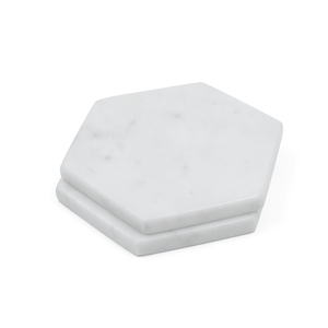Juego de posavasos para tazas de té de mármol blanco hexagonal con acabado Premium, compra a granel de Indias, proveedor de exportación de calidad estándar confiable - Product Image 1