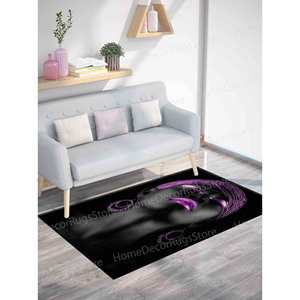 Alfombra Estampada Brillante - Diseño Étnico en Morado, Textura Chenilla, Alfombra de Terciopelo de Lujo - Product Image 3