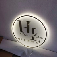 Enseigne Ronde Rétroéclairée Personnalisée – Décoration Murale Lumineuse pour Salon de Coiffure et Onglerie – Décoration Lumineuse pour Magasin de Beauté avec Nom Illuminé