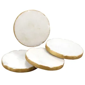 Ensemble de sous-verres hexagonaux en marbre blanc tampons de boisson en pierre moderne élégant décor à la maison tapis de Table en gros - Product Image 1