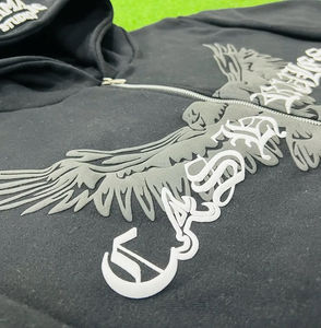 เสื้อฮู้ดผู้ชายโอเวอร์ไซส์ผ้าฝ้าย100% พิมพ์ลายได้ตามต้องการสไตล์สตรีทพิมพ์ลายพัฟ3D - Product Image 2