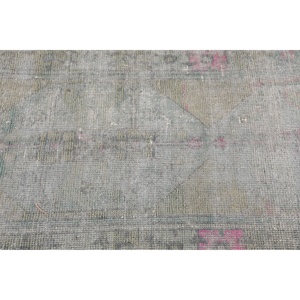 พรมวินเทจตุรกี ขนาด 2.3x7.3 ฟุต (71x223 ซม.) พรมขนสัตว์ลายดอกไม้สีเทา - Product Image 4