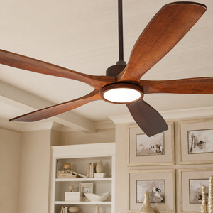 USA In Stock Large Room 60 Inch <b>Ceiling</b> Fan with <b>Light</b> Solid Wood Blades Quiet DC Motor <b>Remote</b> <b>Control</b> Living Room - Product Image 1