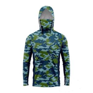 UPF50 protección Uv sol cielo azul pesca camisa sublimación con capucha sublimación personalizada impresa en blanco Color sólido pesca Sudadera con capucha - Product Image 2