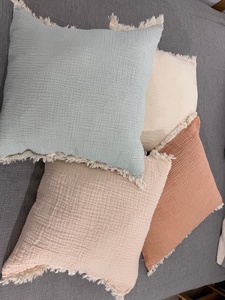 Taie d'oreiller en mousseline de coton 100% teinte en fil, décoration d'intérieur, housse de coussin multicolore, linge de maison, coussin de canapé - Product Image 3