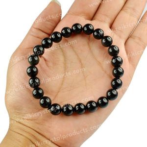 Pulsera de cuentas redondas de obsidiana negra natural de 8 mm para protección, conexión a tierra, confianza y equilibrio emocional - Product Image 1