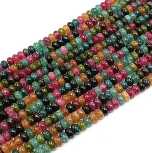 ลูกปัดพลอยทัวร์มาลีนควอตซ์ธรรมชาติทรงรอนเดลล์เรียบ ขนาด 8 มม. รูใหญ่ ขัดเงา สำหรับทำเครื่องประดับ - Product Image 5