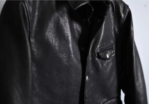 100% cuero de oveja genuino de un solo pecho Slim Fit High Street motocicleta chaqueta hombres de clase alta estilo Vintage impermeable - Product Image 4