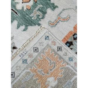 Alfombra de Lana Lavable de Alta Calidad, Anudada a Mano, Estilo Oushak, Antideslizante, Diseño Rectangular Tradicional Único para el Hogar, Simétrica, Color Cielo - Product Image 1
