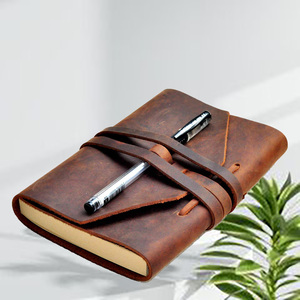 2025 cahier A5 à couverture souple personnalisé Crazy Horse en cuir véritable Style Vintage Journal fabricants cahier - Product Image 6