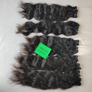 Precio al por mayor del sur de la India, cutícula Virgen sin procesar, alineada, doble trama, cabello humano ondulado, Color negro, paquete alto - Product Image 5