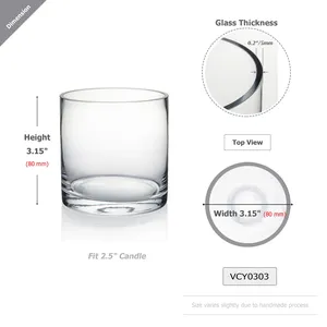 VCY0303 - Cylinder Glass <b>Vase</b> - 3 x 3 - Product Image 6