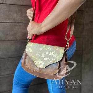 Venta caliente de cuero de vaca producto al por mayor de alta calidad de cuero genuino de piel metálica bolso de cuero bolso de hombro monedero de las mujeres - Product Image 1