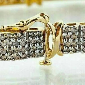 8.00 Ct Cut Simulated Diamond Tennis Bracelet 14K Yellow <b>Gold</b> Plated for Wedding Party Engagement Moissanite Bracelets <b>Bangles</b>" - Product Image 1