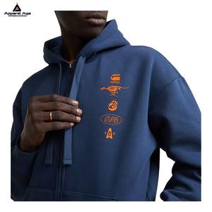 OEM Custom Logo Design Cotton Embroidery <b>Hoodie</b> Manufacturers Plain High Quality Plain Heavy Unisex <b>Full</b> <b>Zip</b> <b>up</b> Hoodies - Product Image 3