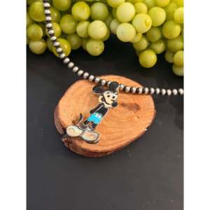 Pendentif/Charm Mickey Mouse en argent sterling multi-pierres fait main Zuni, motif animalier, cristal, cadeau idéal pour toutes les occasions - Product Image 3