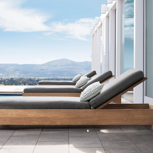 Chaise longue en teck écologique avec coussins et oreillers doux pour une utilisation en extérieur, style moderne et durable - Product Image 6