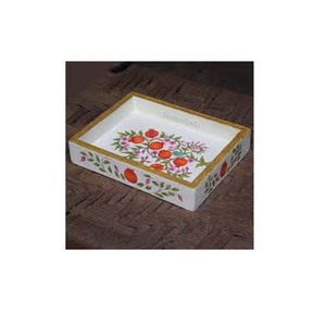 Multi Color Enamel Design Handmade Brown Serving Tray New Unfinished <b>Wooden</b> Rectangular Serving Tray Food Rolling Tray - Product Image 5