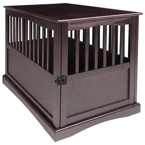 Large Wooden Pet Crate Dog House End Table Night Stand, Espresso - Product Image 1