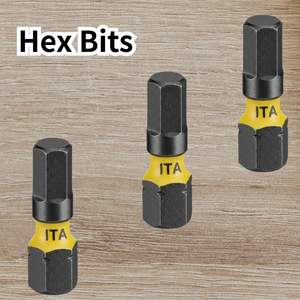 Puntas de Impacto Hexagonales de 1/4\" y 25 mm, Grado Industrial y para Bricolaje, Material S2 con Funda de Color - Product Image 5
