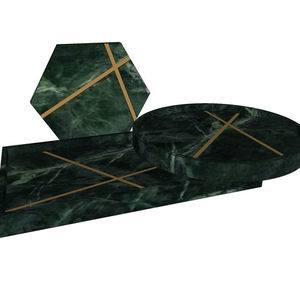 Vente chaude Premium vert marbre plateau de service de haute qualité rond en métal maison vaisselle saine à bas prix pour les occasions alimentaires - Product Image 1