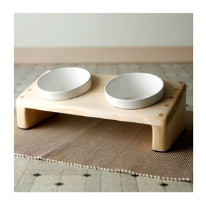 Durable Wooden Elevated Pet Feeding Station 5L Ceramic Bowl With <b>Bottle</b> <b>Water</b> Dispenser Vietnam Made Wholesale OEM - Product Image 2