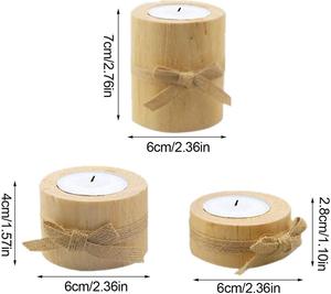 เชิงเทียน3ชิ้นทำด้วยมือด้ามไม้สนธรรมชาติที่วางเทียนชาเชิงเทียนไม้เชิงสร้างสรรค์ - Product Image 4