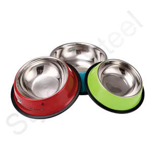 Vente en gros Bol d'eau pour nourriture pour chien en acier inoxydable Bol pour animal de compagnie de couleurs assorties antidérapant avec caractéristique antidérapante écologique - Product Image 4