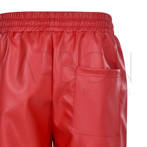2025 Straight Red Color New Trendy Comfortable Premium Quality Fashion Wear Fully Customized Made In Pakistan Leather <b>Shorts</b> - Product Image 6