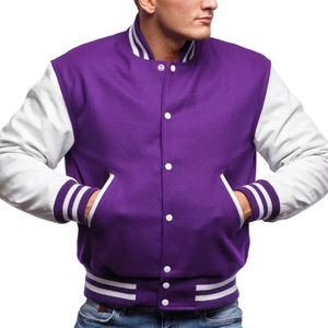 Prix de gros d'usine Quick Dry Leather Sleeve Varsity For Men Leather Sleeve CollegeBaseballjacket pour hommes DDP Shipping - Product Image 1