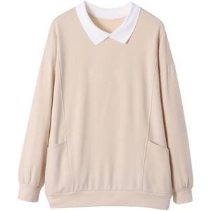 Sweat-shirt d'hiver surdimensionné à col en V pour femme, personnalisé, écologique, brodé, coupe-vent, respirant - Face extérieure en polaire polyester/coton - Product Image 1