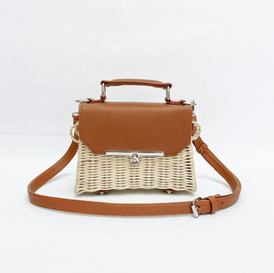 Trendy Women's Summer Rattan Bag Woven <b>Purse</b> with Zipper Closure Embroidery <b>Beading</b> & Chain Decorations - Product Image 1