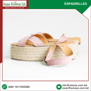 OEM logotipo personalizado disponible elegante punta abierta alpargata Slip-On ligero transpirable algodón lona superior para el verano al por mayor - Product Image 3