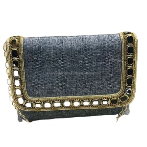 Bolsos de mano étnicos de noche de diseñador hecho a mano de calidad garantizada producto de fiesta con bordado de cadena gruesa trabajo de lujo - Product Image 2