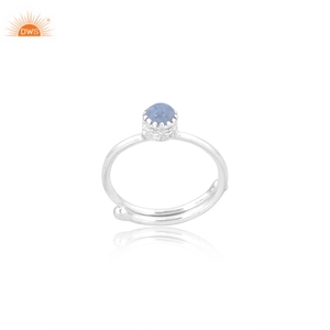 Handmade Blue <b>Opal</b> Gemstone <b>Ring</b> Minimalist Adjustable Women's Birthstone Jewellery Customised by Manufacturer for Gifting - Product Image 1