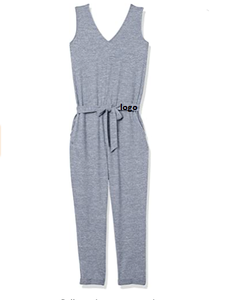 48% โพลีเอสเตอร์48% Viscose 4% อีลาสเทนนำเข้าไม่ปิดเครื่องจั๊มสูทถักแขนกุดแบบสบายสำหรับผู้หญิง - Product Image 4