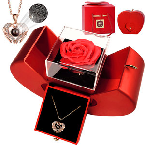 Fiore Preservato Rosa Rossa con Collana a Cuore <span class=keywords><strong>in</strong></span> Argento Sterling Ti Amo <span class=keywords><strong>in</strong></span> <span class=keywords><strong>100</strong></span> <span class=keywords><strong>Lingue</strong></span>, Regalo per Moglie, Mamma, Fidanzata - Product Image 1