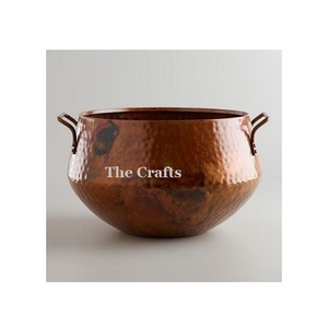 Jardinière en cuivre martelé avec poignée, qualité supérieure, forme ronde, jardinière décorative de jardin à prix raisonnable - Product Image 4
