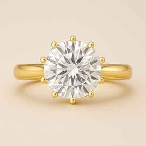 Lujo 14K oro amarillo corte redondo Moissanite eternidad anillos de diamantes anillo de compromiso de boda para mujer - Product Image 1