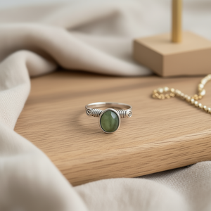 Stylish Silver Plated Fashion <b>Ring</b> with Green Stone for Resale and Everyday Wear - Product Image 3