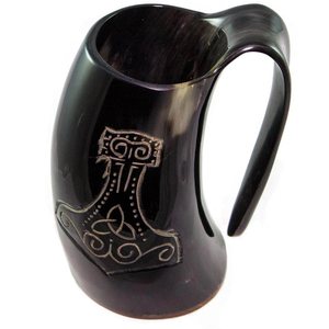 Tasse en corne viking faite à la main, très résistante, tasses en céramique d'agate artisanales, décoration d'intérieur et occasions de fête, provenance Inde - Product Image 3