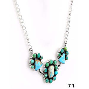 Collier artisanal en turquoise et argent sterling à motif géométrique du sud-ouest - Product Image 3