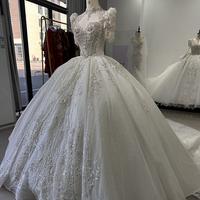 Robes de mariée courtes à manches courtes en organza pailleté Jancember XS008 pour femmes