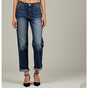 Customized Jeans Flare Denim <b>Pants</b> Streetwear Stone Wash Jeans Denim <b>Pants</b> <b>Ladies</b> - Product Image 5