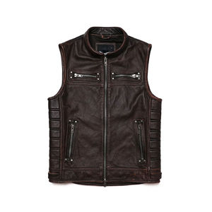 Comfortable Professional Men Leather <b>Vest</b> with Stand Collar OEM Service Breathable Men's Premium Quality Leather <b>Vest</b> - Product Image 1