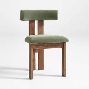 Chaise de salle à manger Midcentury avec tissu vert Chaise de salle à manger sans bras haut de gamme - Product Image 1