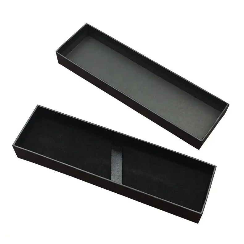 صندوق من الورق المقوى أسود اللون للقلم بسعر الجملة صناديق هدايا من الورق المقوى مع شعار مخصص قلم معدني بغطاء شفاف