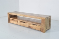 Meuble TV en bois au design industriel vintage moderne, finition naturelle, écologique, avec plusieurs tiroirs, pour l'extérieur, la maison, le salon, l'hôtel