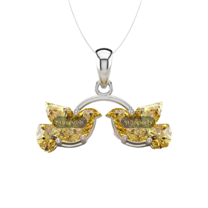 Colgantes y Dijes de Joyería Fina de Plata 925 Chapada en Oro con Diseño Navideño de Paloma del Amor Amarilla, con Diamantes Cultivados en Laboratorio Certificados por GIA VVS - Product Image 1