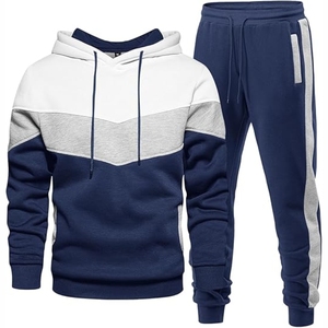 2025 estampado personalizado sólido Casual entrenamiento Jogging cómodo cordón sudaderas con capucha trajes conjunto de dos piezas chándales para hombres - Product Image 1